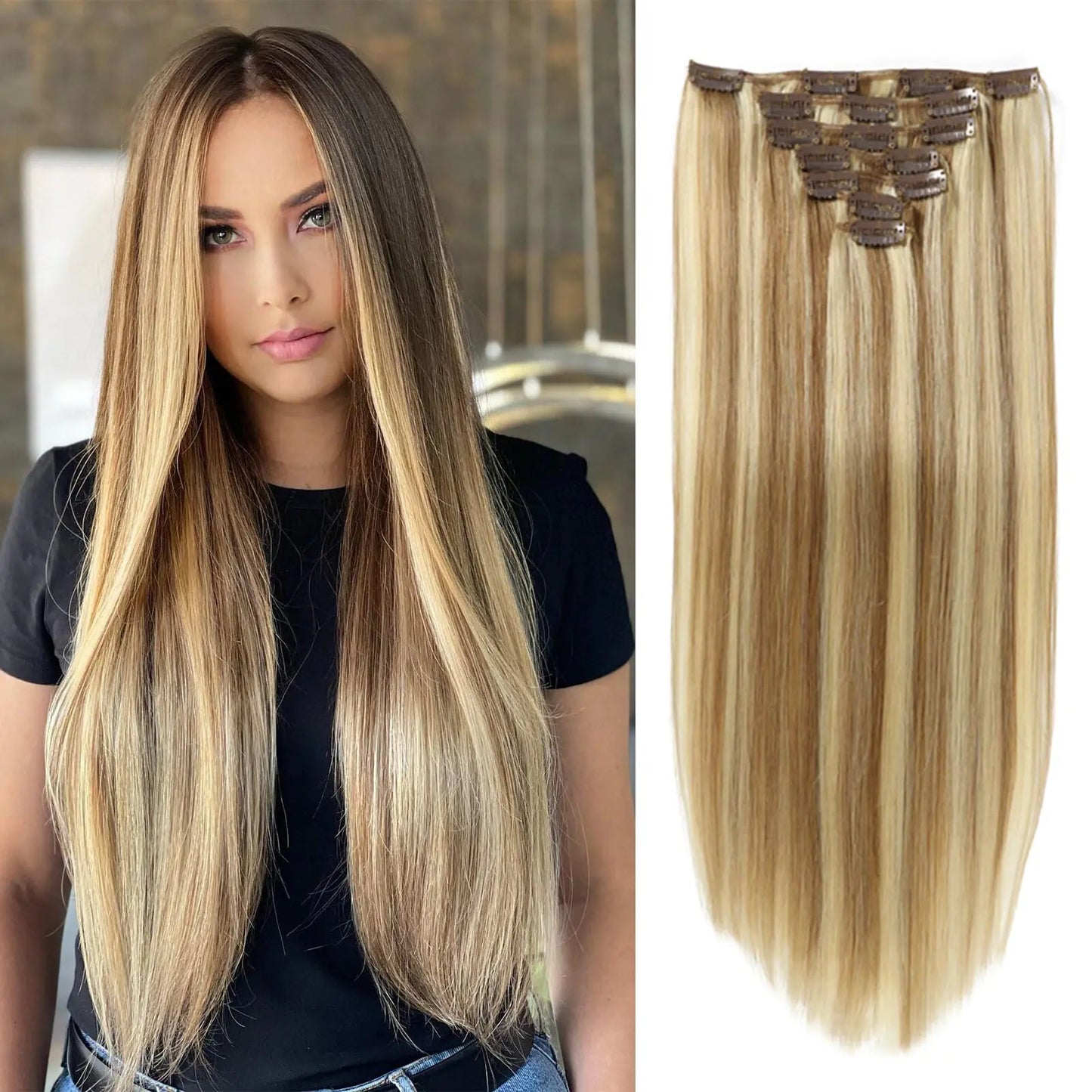 18" Human Hair Highlight Clip-In Extensions